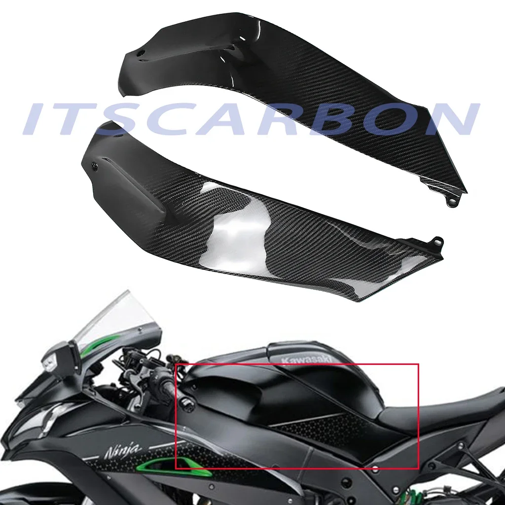 

3K Carbon Fiber Motorcycle Accessories Gas Tank Side Fairing Panels Sets For Kawasaki ZX10R ZX 10R 2016 2017 2018 2019 2020 2021