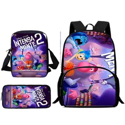 3Pcs Set Cute Inside Out Child Backpacks Shoulder Bag Pencil Case Pupil Large Capacity School Bags for Boys Girls Best Gift