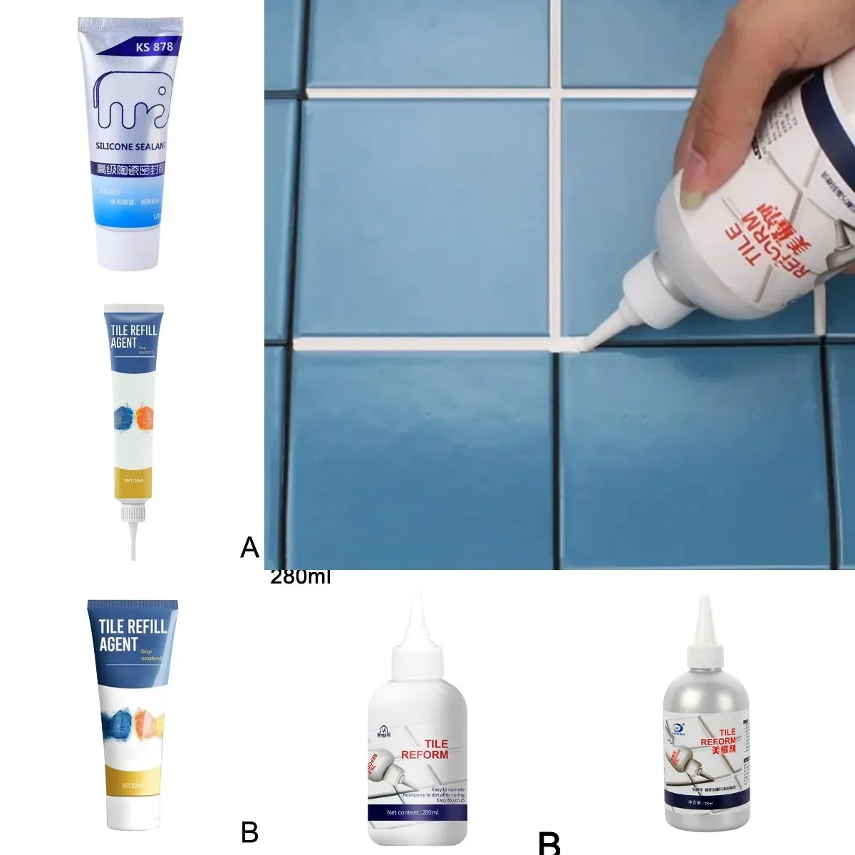 Waterproof Tile Repair Filler Seam Beauty Agent Ceramic Tile Grout Repair Fill Gaps Kitchen Bathroom Specific Mildew Proof
