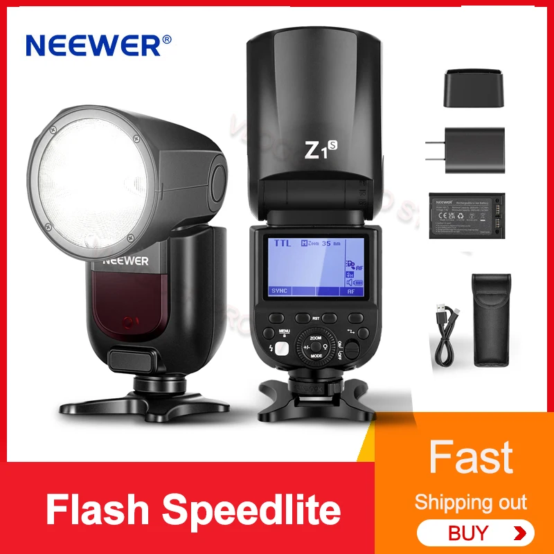 NEEWER Z1 TTL Round Head Flash Speedlite for Nikon/Canon/Sony Camera 76Ws 2.4G 1/8000s HSS Speedlight with Modeling Lamp