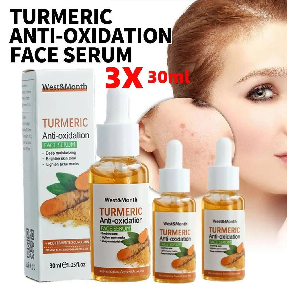 3PCs Turmeric Face Serum Turmeric Anti-oxidation Serum Turmeric Dark Spot Corrector Serum Facial Brighten White Turmeric Oil