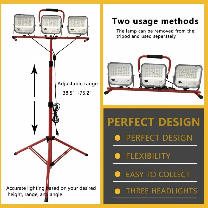 Stand LED tripod light Outdoor Strong Light Construction Ground Stall Portable Power Cut Camping LED Lighting Work Light