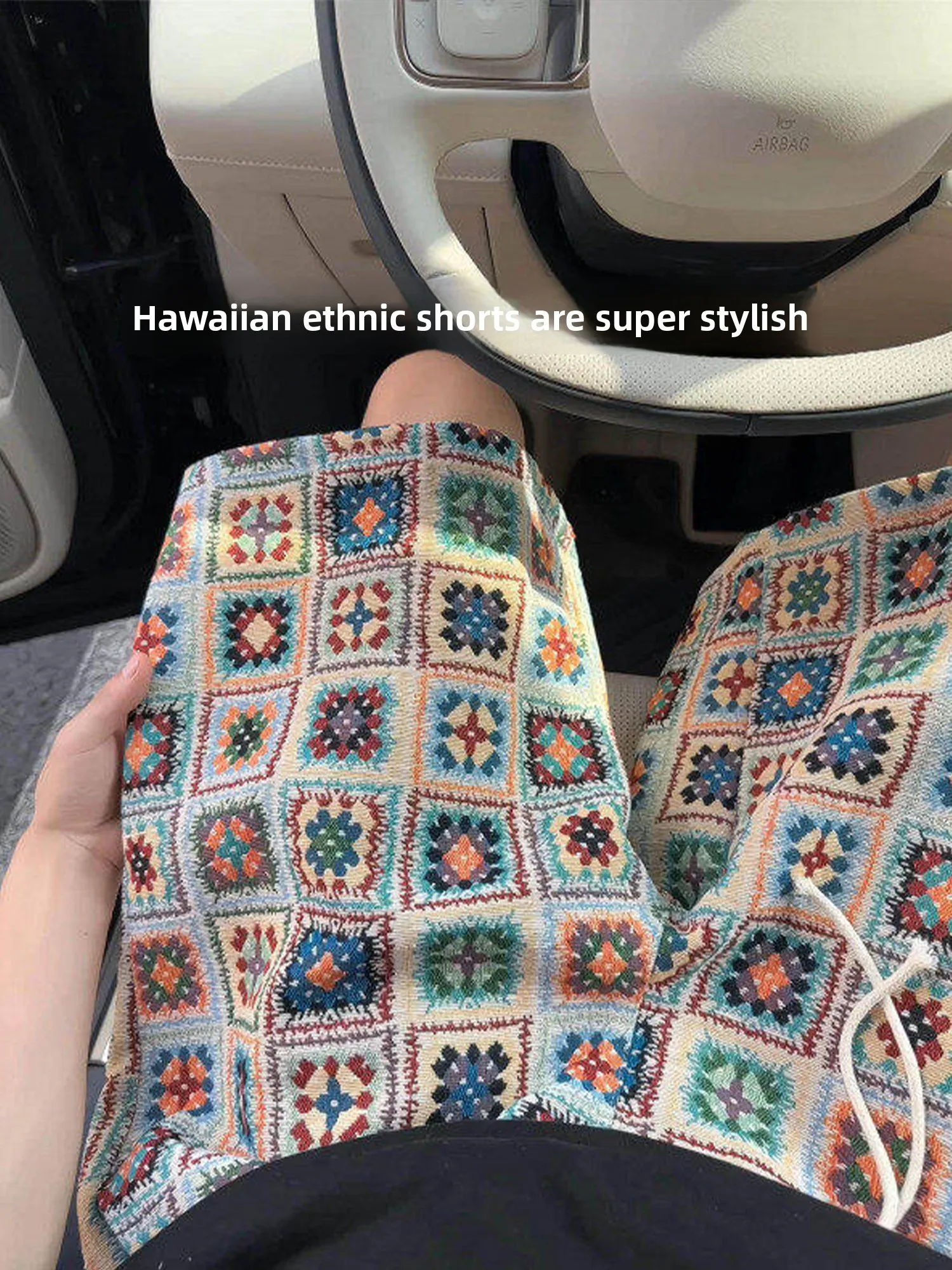 

Casual Loose Summer Hawaiian Beach orts Men's Vintage Floral Print Loose Straight Leg Five-Quarter Length Faionable orts