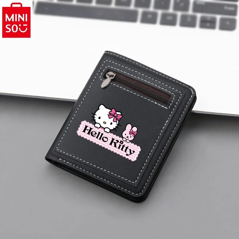 MINISO sanrio Hello Kitty Cartoon Print Wallet Student Short Fashion Zipper Wallet Coin Storage Multi functional Zero Wallet