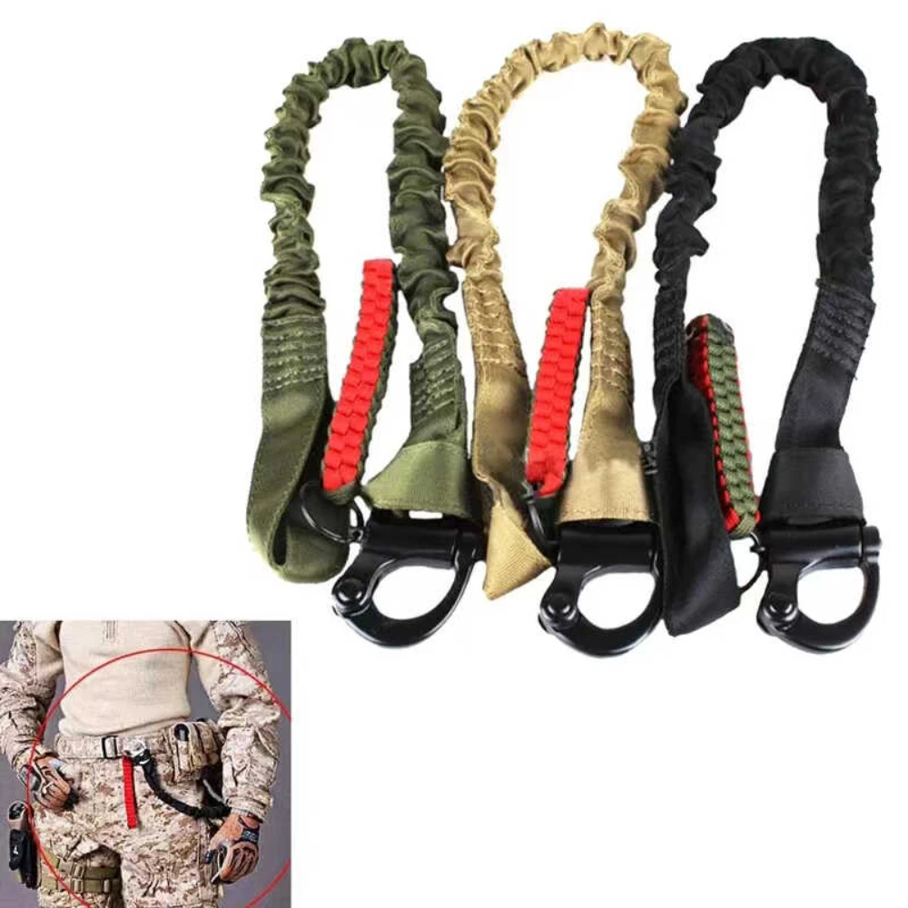 

Quick Release Rifle Sling Safety Strap for Hunting Climbing Outdoor Adjustable Nylon Bungee Rope Lanyard Tactical Gear