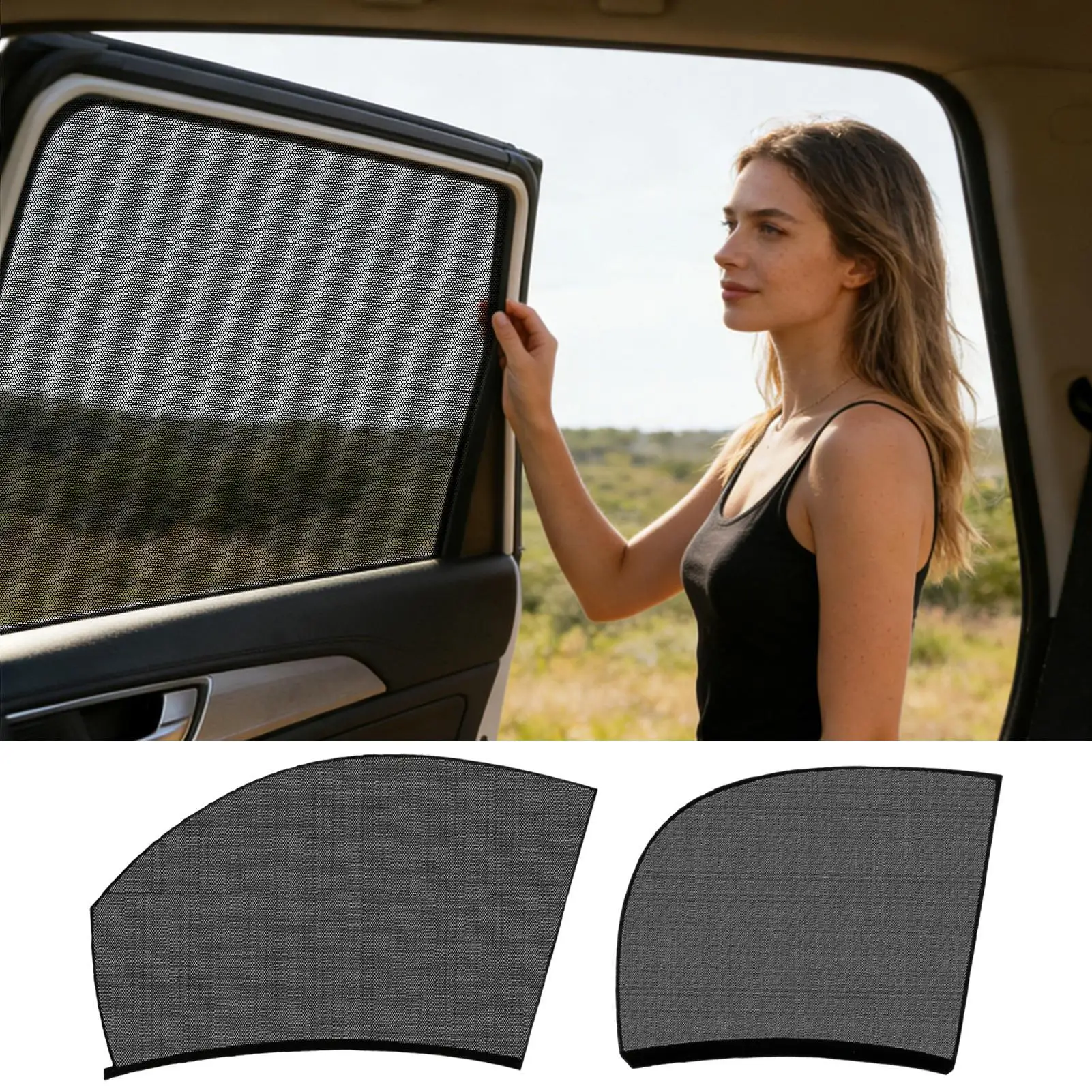 Auto-Fensternetz Sonnenschutz Atmungsaktives UV-Schutznetz Vorhänge Auto-Sonnenschutz und Moskitonetz Seitenfenster-Moskitonetz