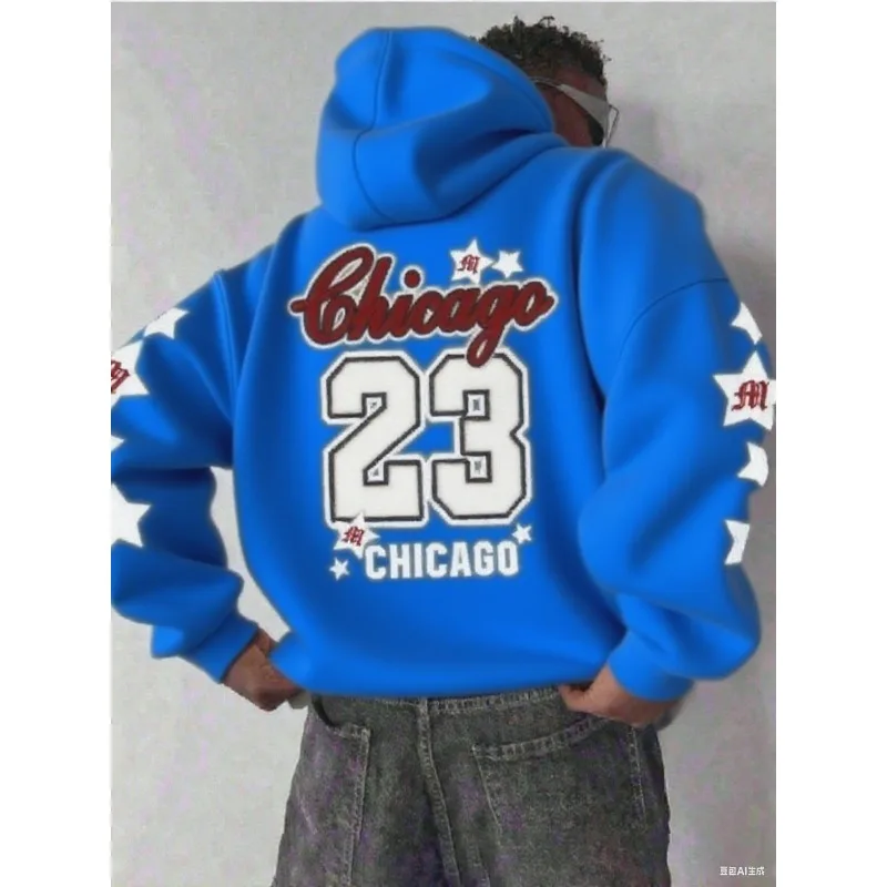 الرجال شيكاغو 23 أغطية رأس مطبوعة لخريف/شتاء المرأة عادية فضفاض Y2k تنفس التجفيف السريع البلوز الهيب هوب هوديس القمم