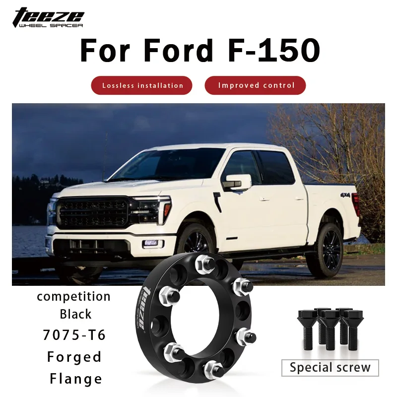 

Teeze 2/4pcs 6X135 87.1 M14X1.5 Hub Centric Black Forged wheel spacer For Ford F-150 2013-2024 Flange Plate15/20/25/30/35mm
