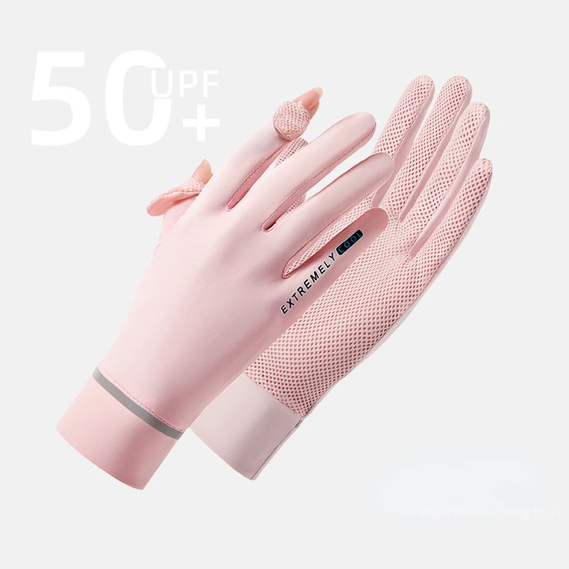 Summer UV Protection Thin Ice Silk Gloves Quick Dry Sunscreen Gloves Cool Driving Cycling Anti-slip UPF50+ Gloves for Women