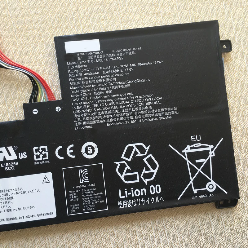 Imagem -05 - Nova L17l4pg2 L17m4pg2 Bateria do Portátil para Lenovo Legião Y73017ich Y740-17irhg 17ichg L17c4pg2 L17s4pg2 5b10q88556 928qa224h