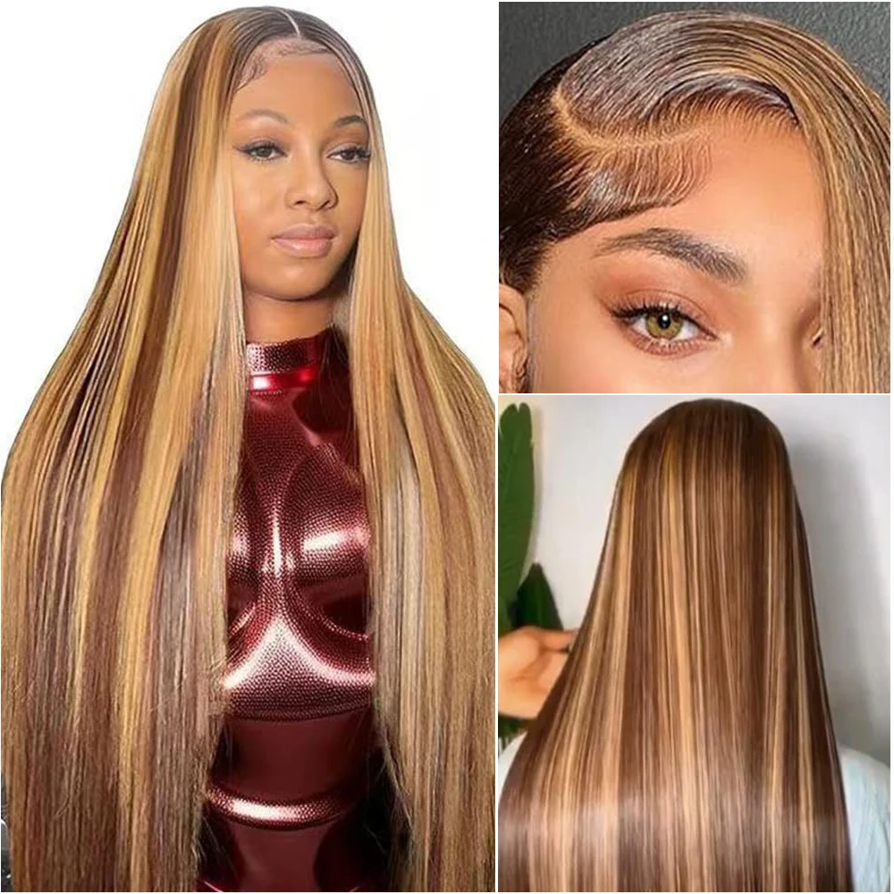 36 بوصة تسليط الضوء على 13x6 HD الدانتيل الجبهة الباروكات شعر الإنسان 13x4 شعر طبيعي مفرود باروكة من شعر طبيعي شفاف الدانتيل شعر مستعار أمامي للنساء السود