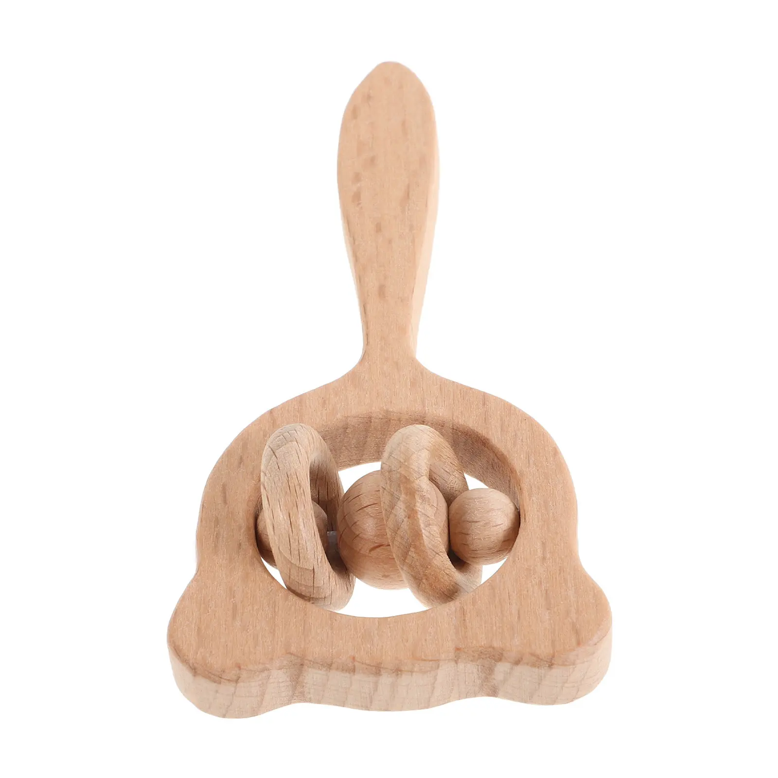 Hochet en bois pour bébé, sûr et non toxique, en bois, design animal mignon, hochet et anneaux de dentition pour bébés, hochets sensoriels