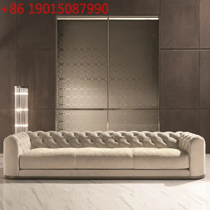 Italian postmodern buckle living room sofa Longhi size apartment light luxury matte fleece sofa villa furniture