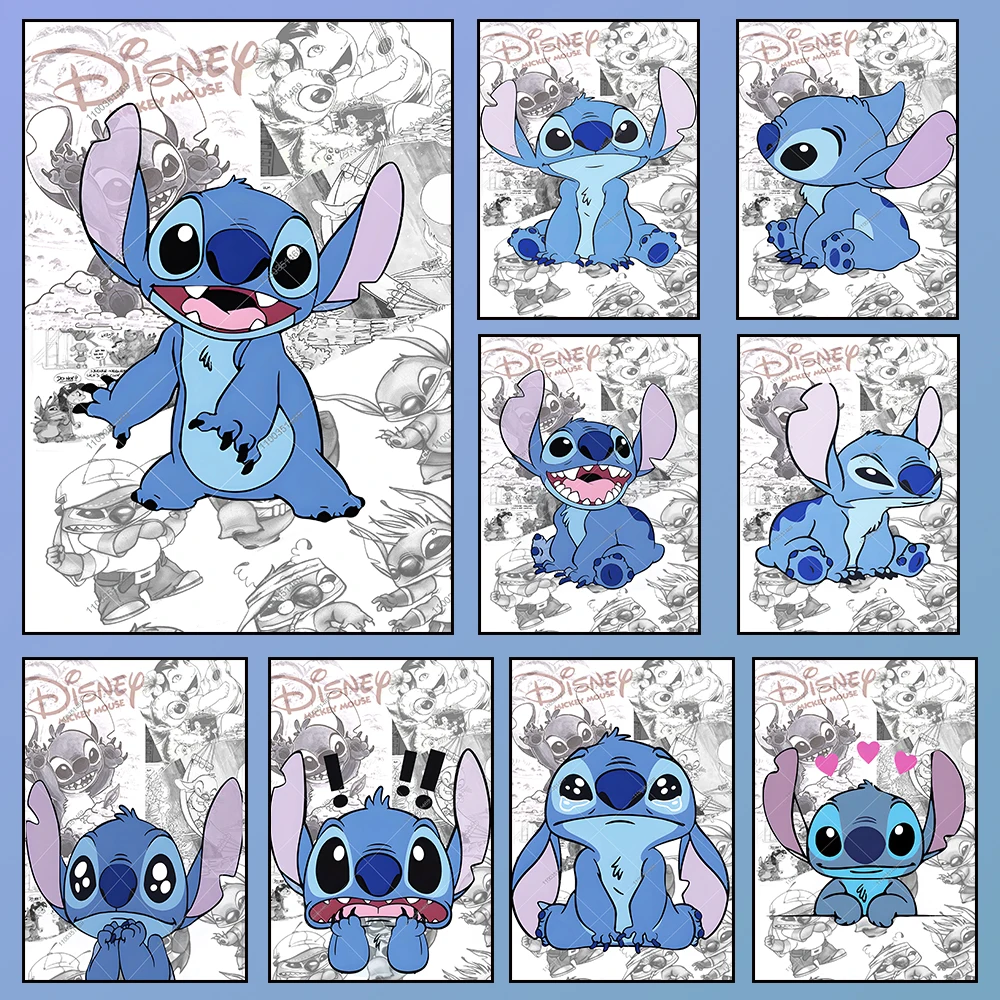 

MINISO Disney Stitch Wall Art Posters Anime Cartoon character Home Kids Room Decor Canvas Painting Mural Printed Pictures Gifts