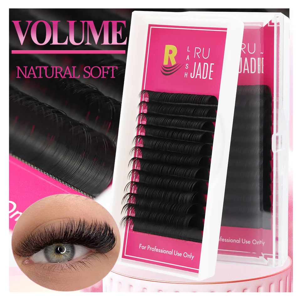 Lashrujade Individual Eyelash Extensions Matte Black Professional Russian Volume Lash Makeup Premium Eyelashes Faux Mink Cilios