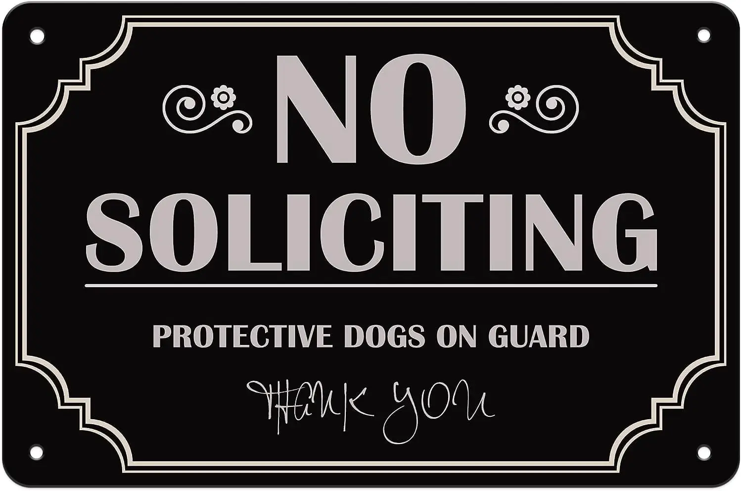 Retro Metal tin Sign No Soliciting Protective Dogs On Guard Thank You Restaurantation Sign For Home Cave Garage bar Wall