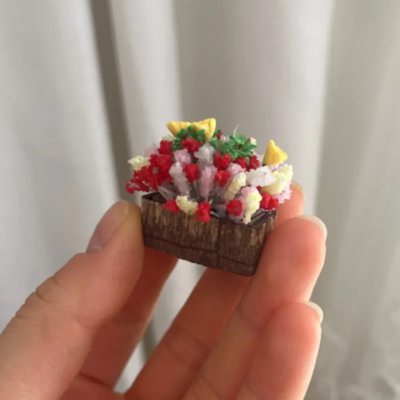 1pc Mini Flower Potted For Green Plant In Pot Simulation Plants 1:12 Dollhouse Miniature Doll House Furniture Home Decoration