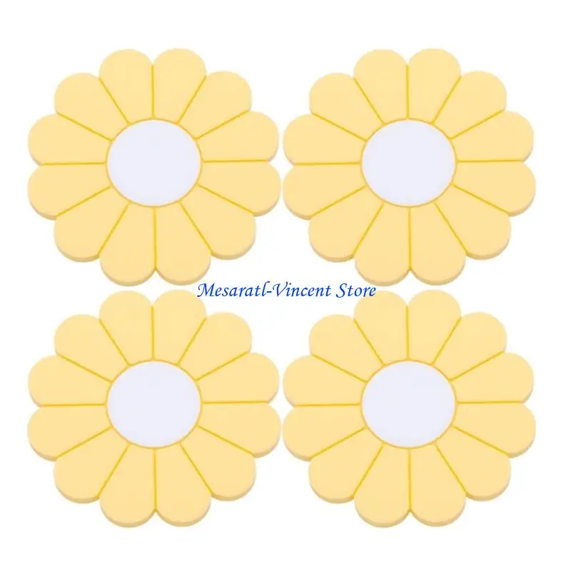 A70F Adorable Flower Auto Cup Holder Insert Nonslip PVC Coasters For Car Truck And SUV Safe Driving Daily Commute 4Pcs