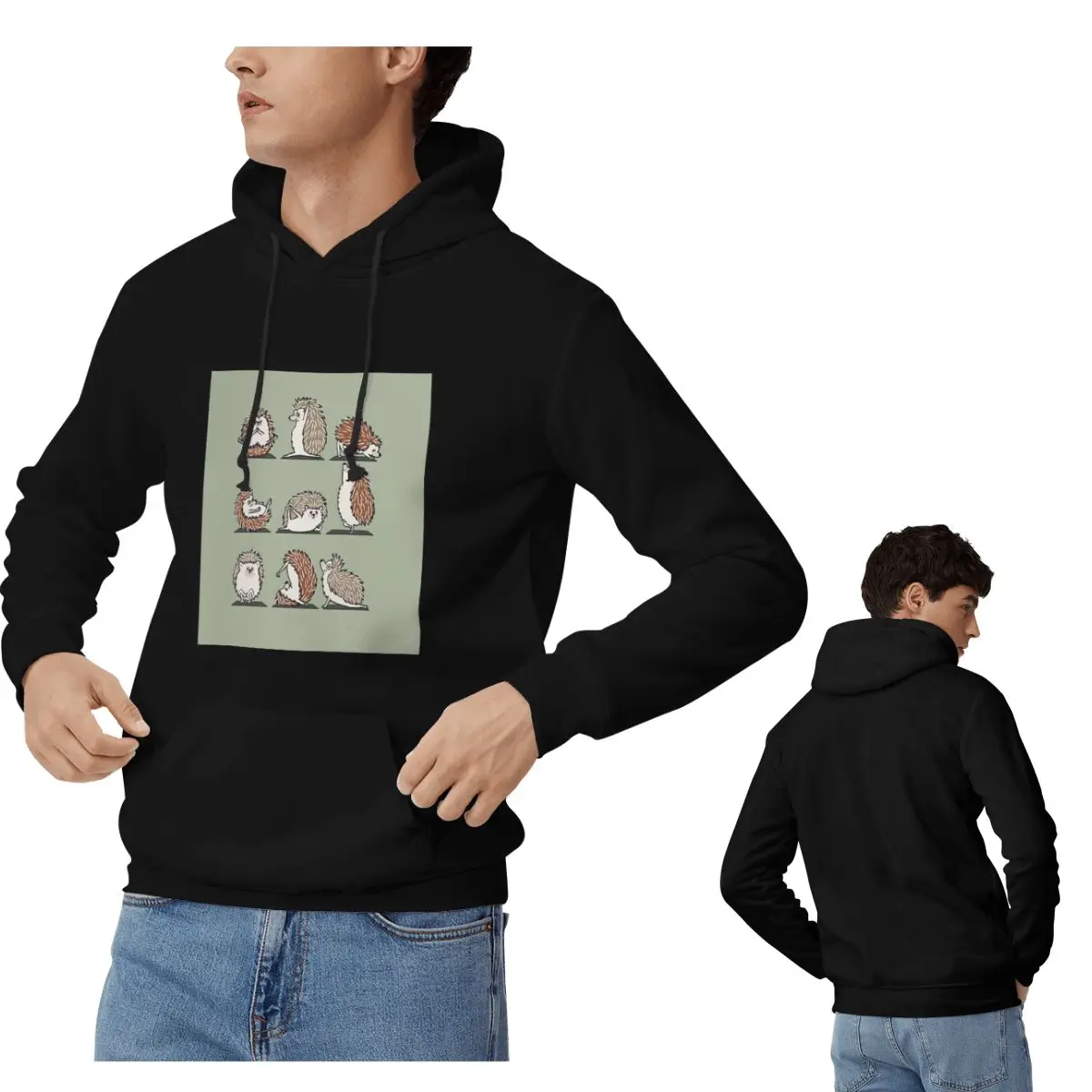 

Толстовки для йоги с изображением ежа для мужчин и женщин, повседневный пуловер, толстовка в стиле хип-хоп, одежда с длинными рукавами, осень-зима