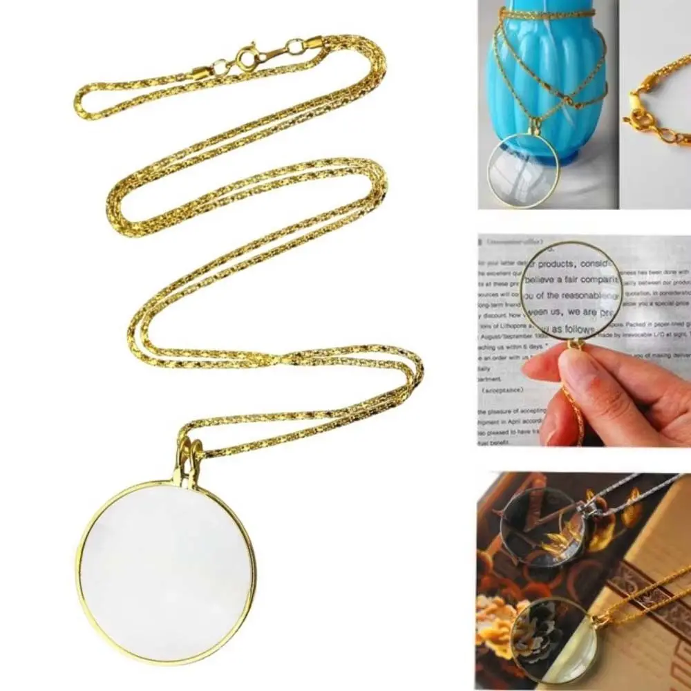 Metal Circular Magnifying Glass Pendant Fashion Reading Amplifier Sweater Chain Pendant Vintage BoHo Style