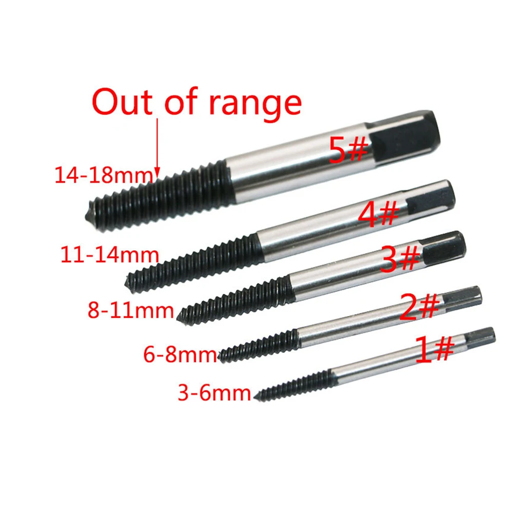 

5pcs Screw Extractor Simple Practical Metal Screw Remover Tools Plastic Box Package for Home (Box Color)