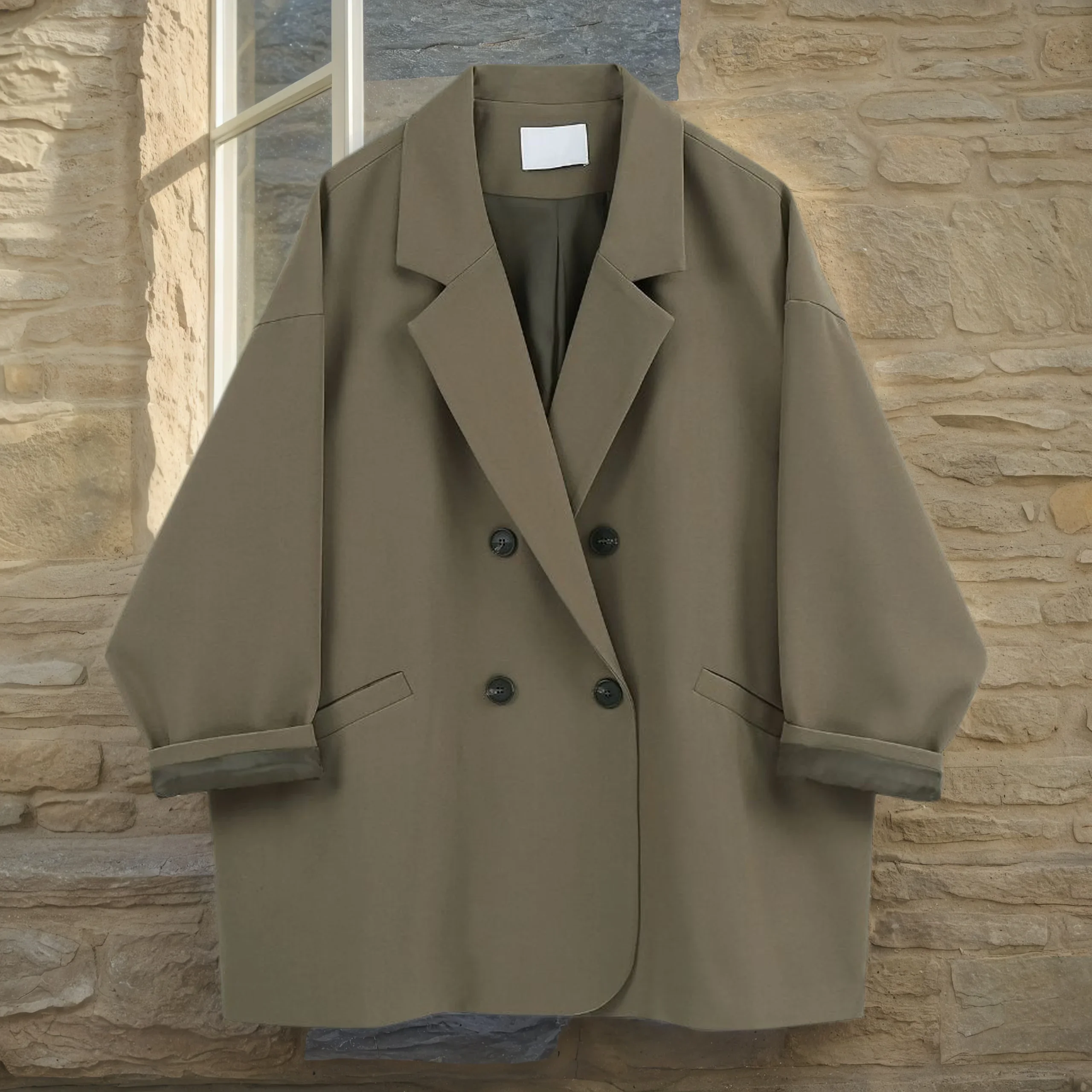 

Поп-модный женский пиджак, двубортный пиджак с зубцами, новинка 2023 года, осенняя винтажная повседневная женская одежда, уличная одежда