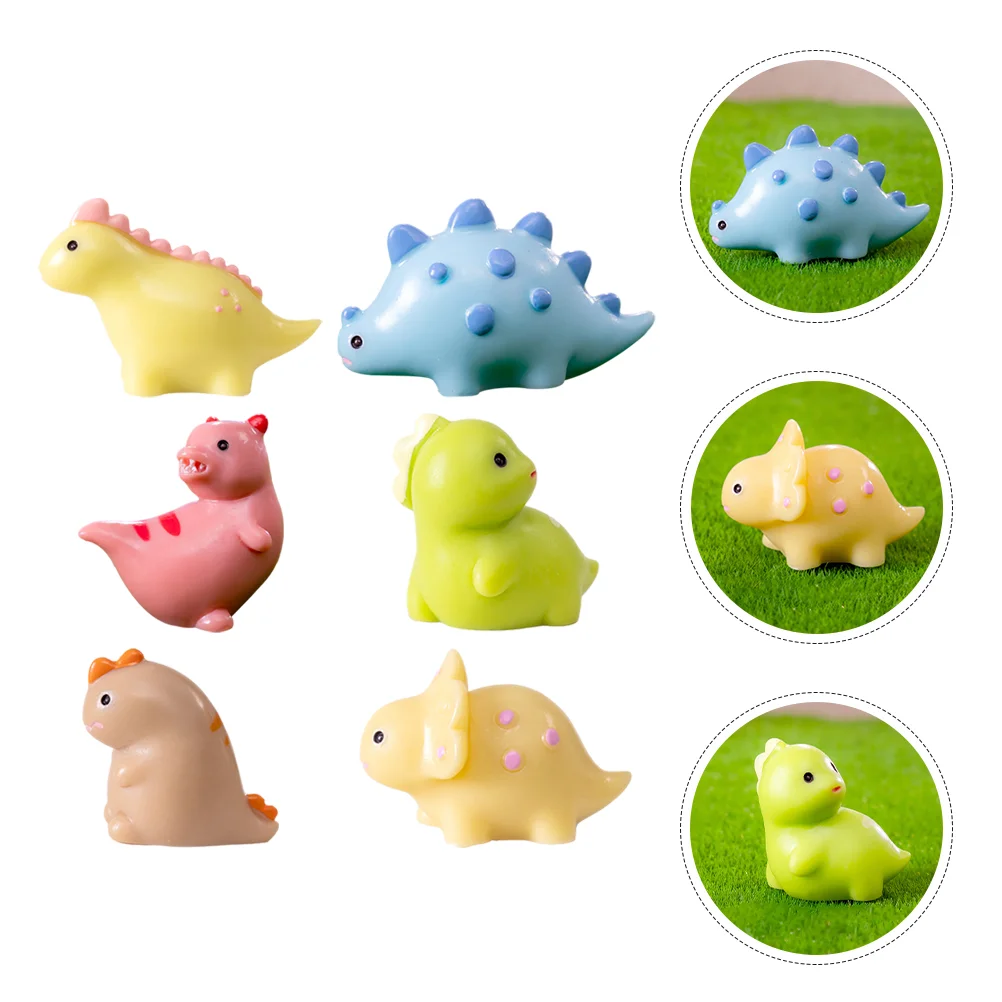 6 Pcs Micro Landscape Dinosaur Mini Figurine Resin Crafts Microlandscape Models Scene