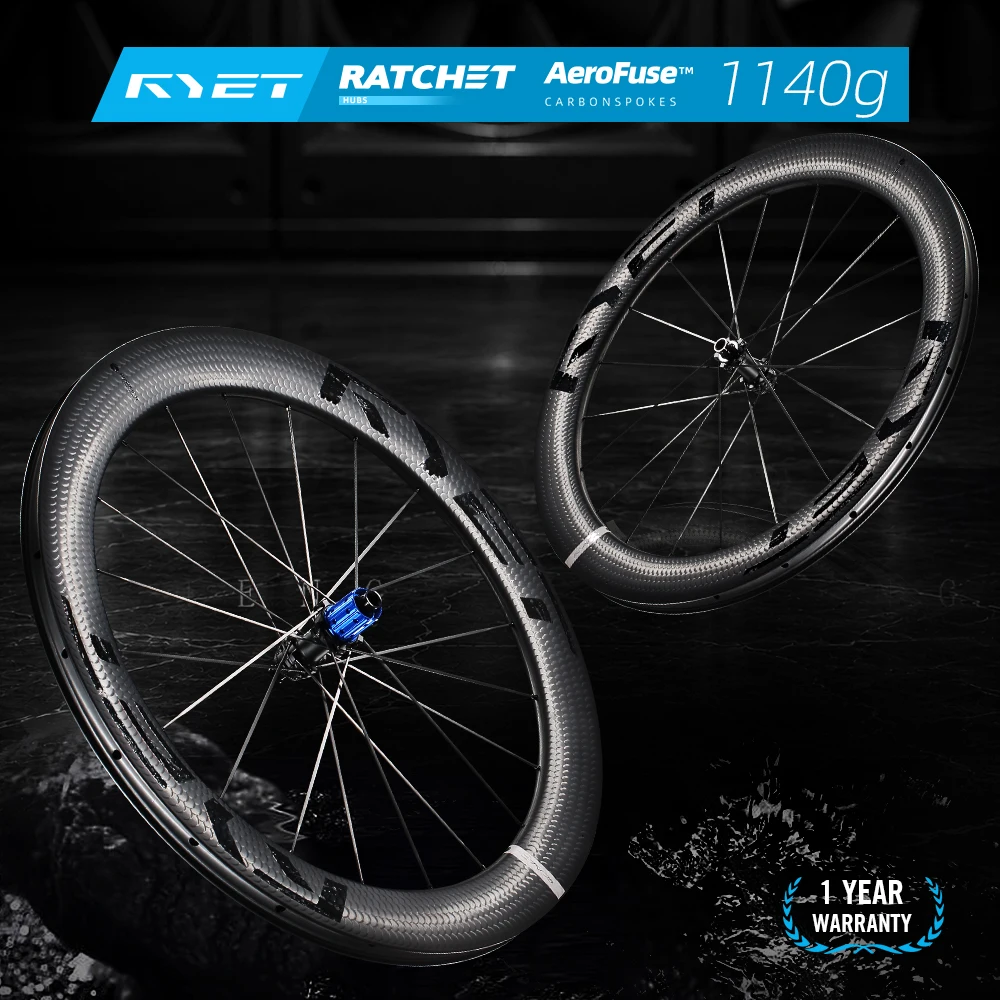 2026 RYET SCALE Carbon Road Wheelset 45/65mm 60T Ceramic Hub Customized Disc Brake Aero Tubeless Ready Fish‑scale Rims
