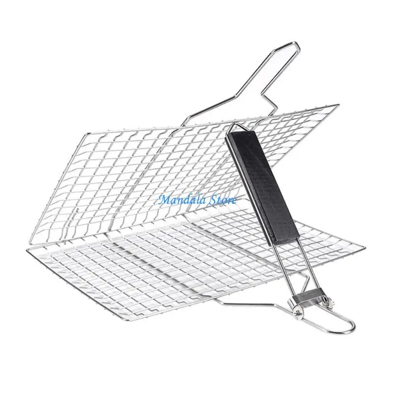 

U2JC Versatile BBQ Net Stainless Steel BBQ Grilling Grate Foldable Large Cooking Mesh Suitable for Camping and Patio Parties