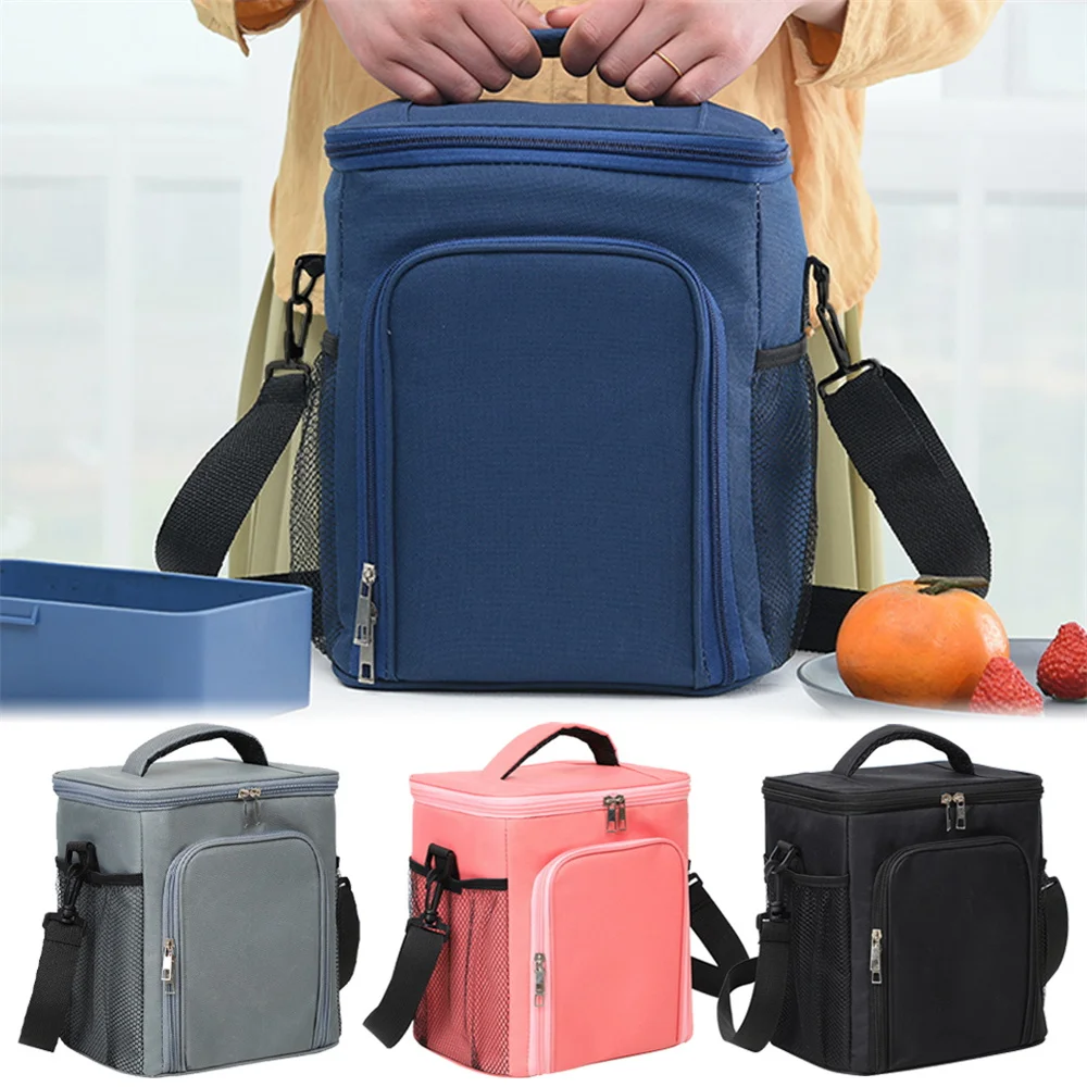 Cooler Pack Insulated Lunch Bag Ice Pack Thermal Picnic Box Reusable Dinner Storage Bag Black Color Bento Lunch Handbags