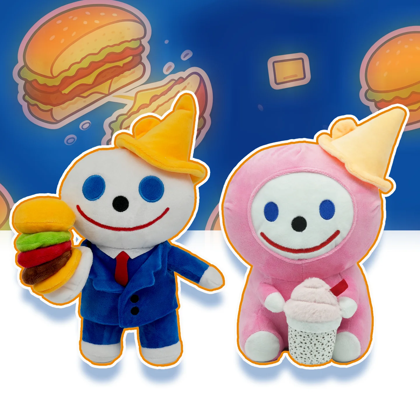 New 30cm Jack Box Plush Doll Funny Hamburger Stuffed Doll Cartoon Jack Food Plushie Soft Throw Pillow Halloween Gifts