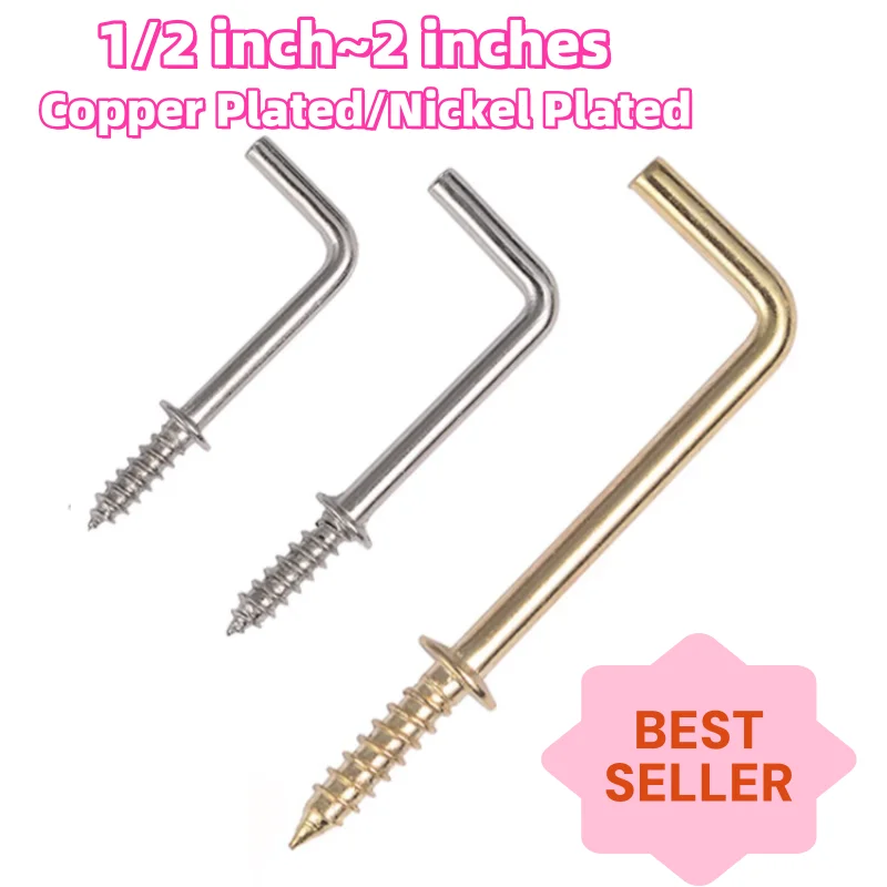 

L-образный саморез-крюк для подвешивания картин и фотографий, омедненный, никелированный, из углеродистой стали