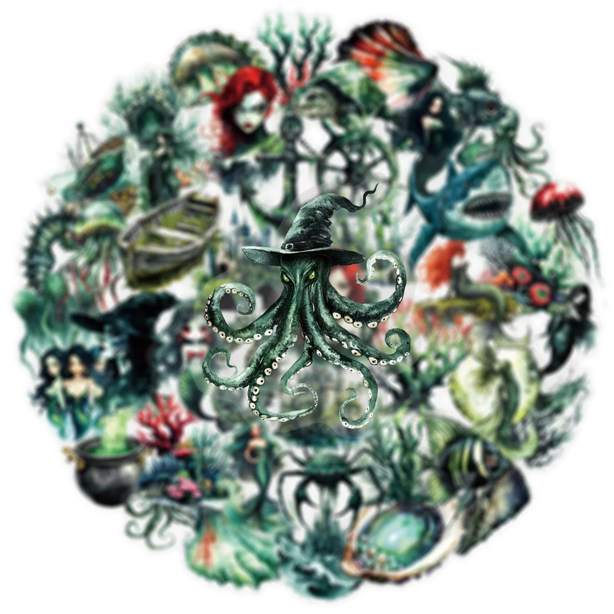 10/50PCS Transparent Cartoon Cool Sea Animal Mermaid Stickers DIY Skateboard Helmet Motorcycle Fridge Graffiti Decal Toys