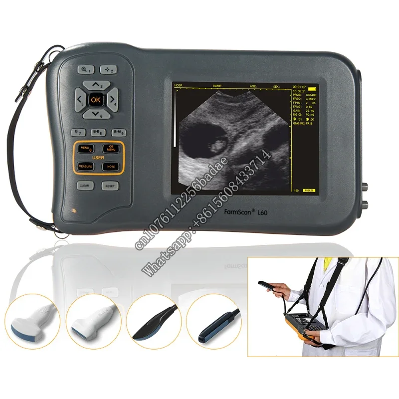 Máquina de escáner de ultrasonido portátil para granja, equipo veterinario de 5,8 pulgadas, oveja, cerdo, vaca, equino, Farmscan L60, Ecografo USG