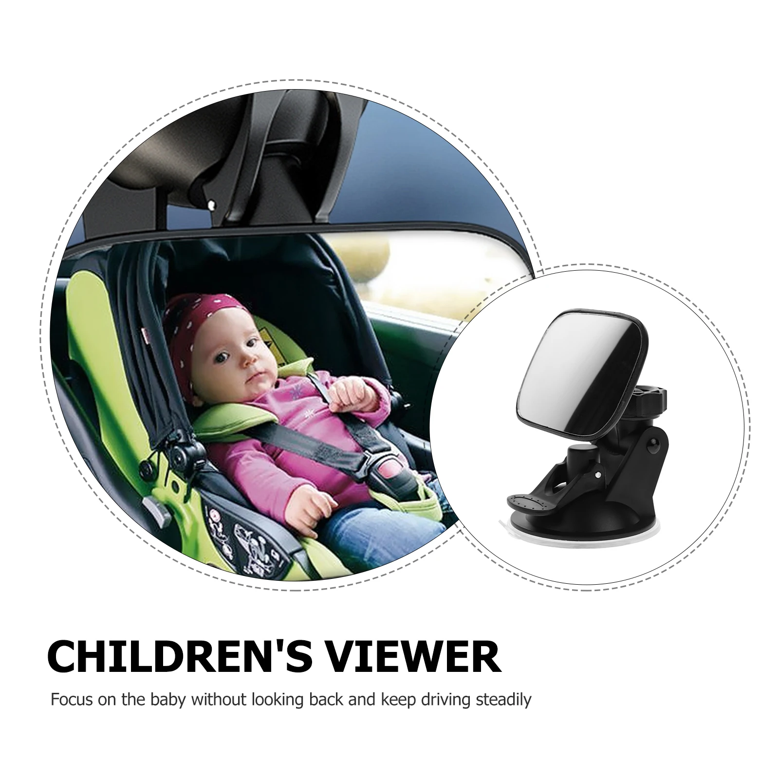 

Car Baby Backseat Mirror Glass Plastic Suction Cup Secure Hold 360 Degree Rotation Infant Observation Mirror Car Seat Mirrors