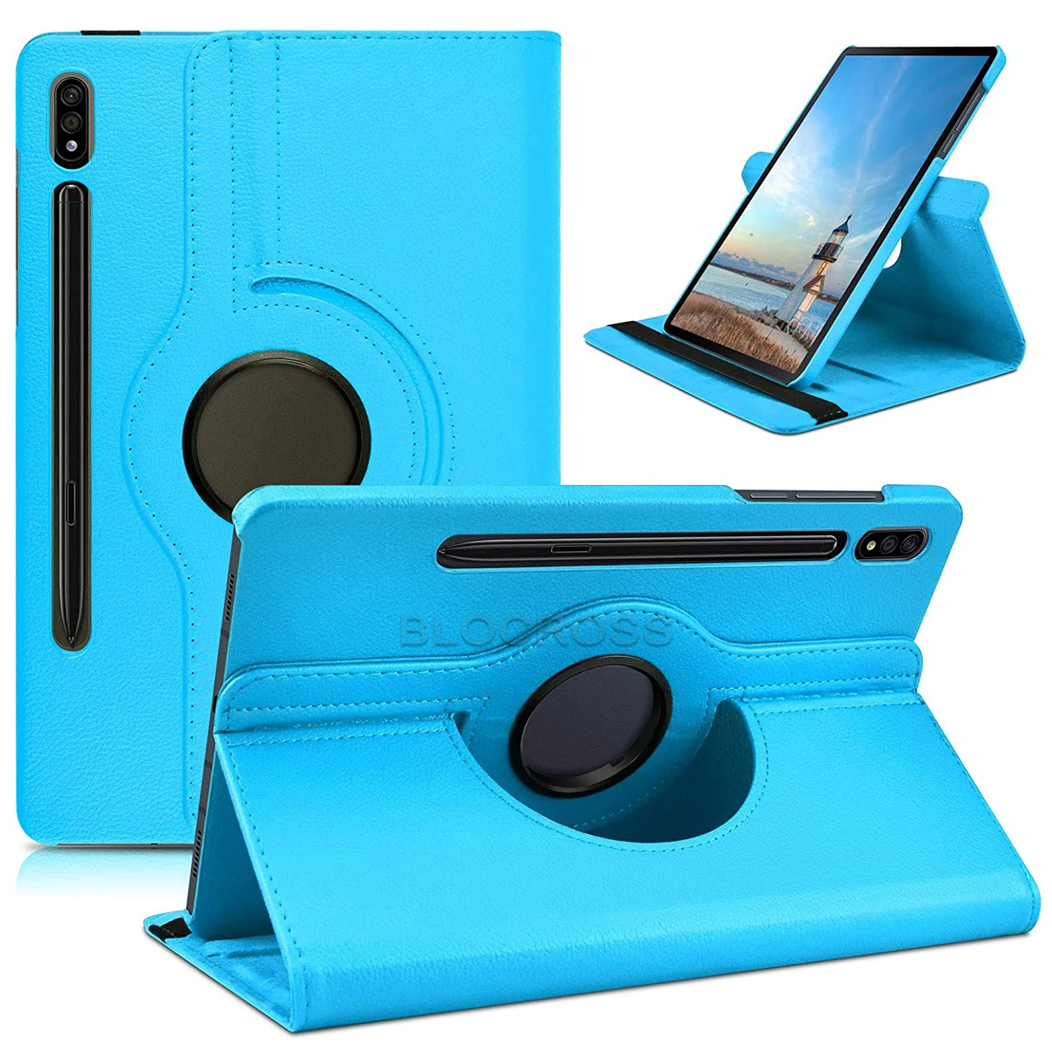 

360 Degree Rotating Leather Smart Cover Case for Samsung Galaxy Tab S7 FE LTE 12.4" SM-T730 T736 2021 Funda Auto Sleep/Wake Up