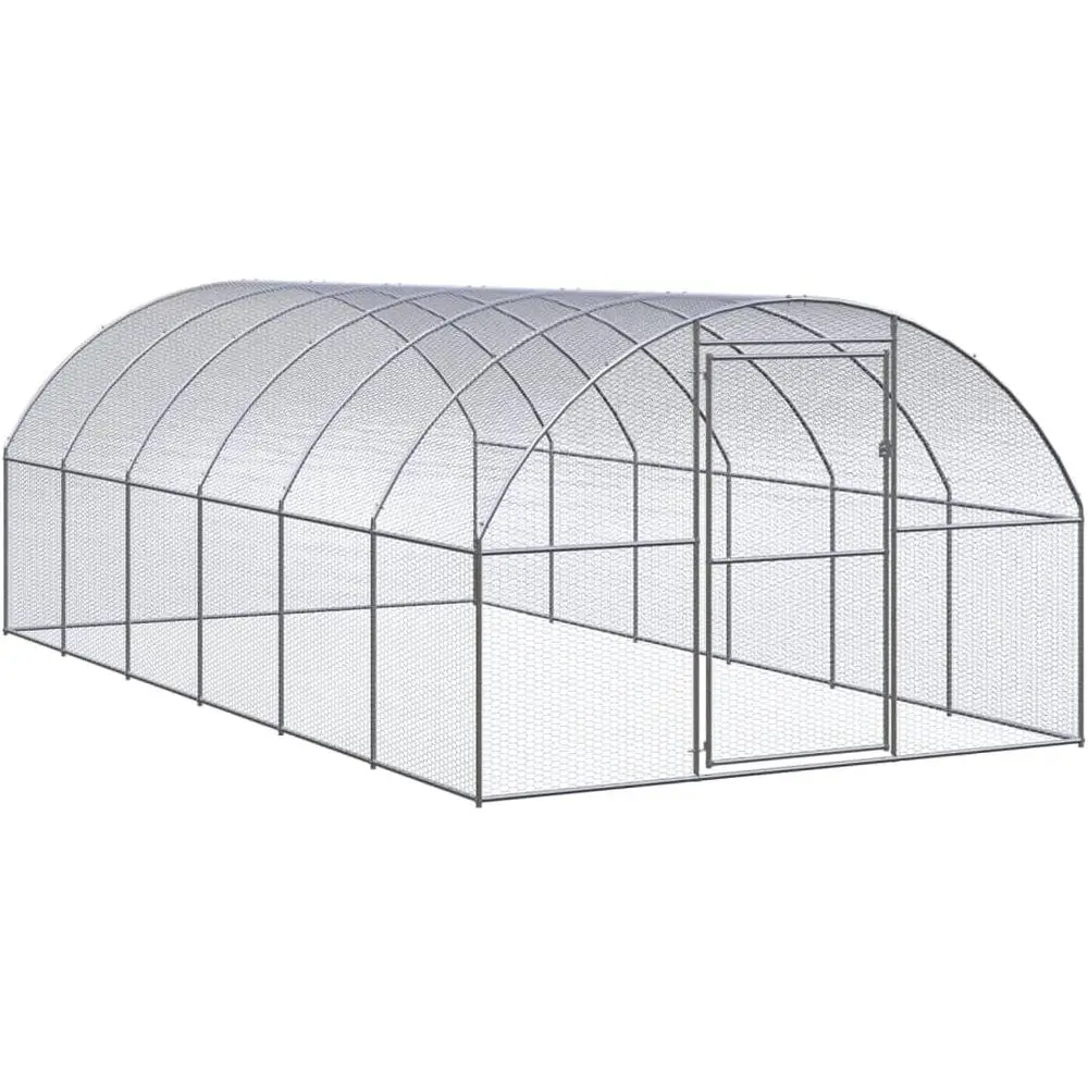 

Spacious Galvanized Steel Chicken Coop, Weather-Resistant Outdoor Enclosure for Hens, 9.8ft x 9.8ft x 6.6ft with Rust-Proof Cons