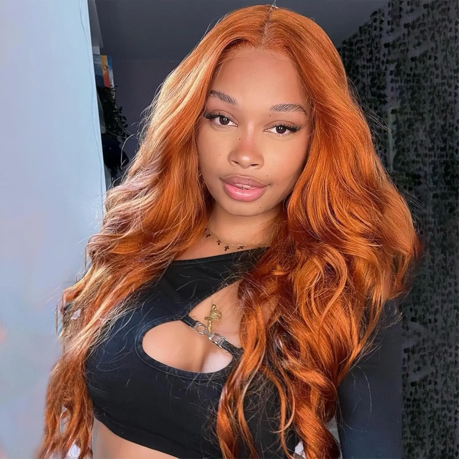 Ginger Orange Body Wave 13x4 Transparent Lace Front Wig Human Hair for Women #350 Color Pre Plucked Natural Hairline 180 Density