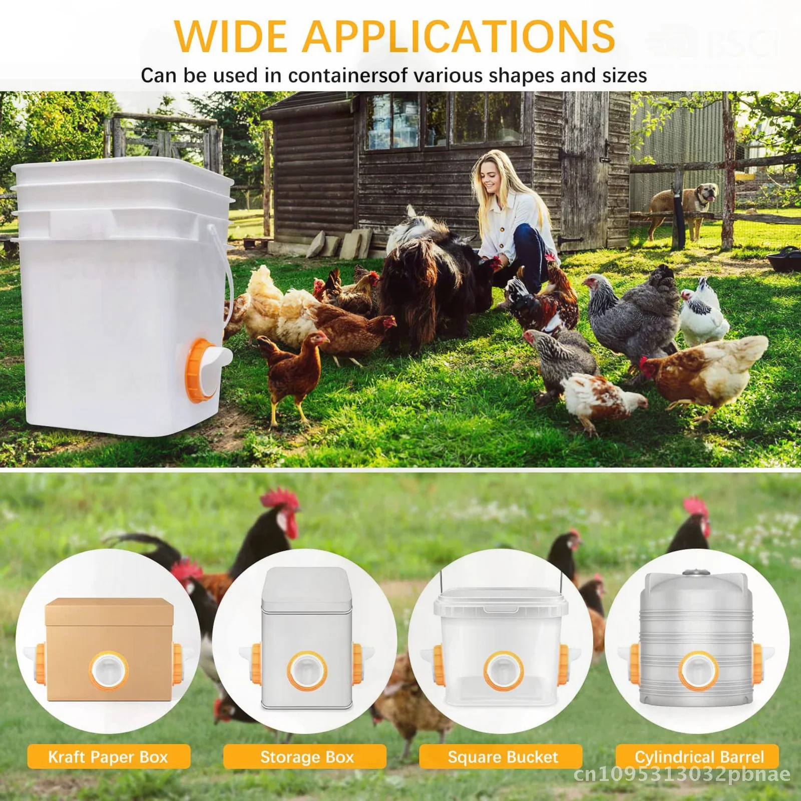 

Third Generation Automatic Chicken And Duck Feeder Rainproof Poultry Feeding Barrel Plastic Material Red/Old Orange Suit