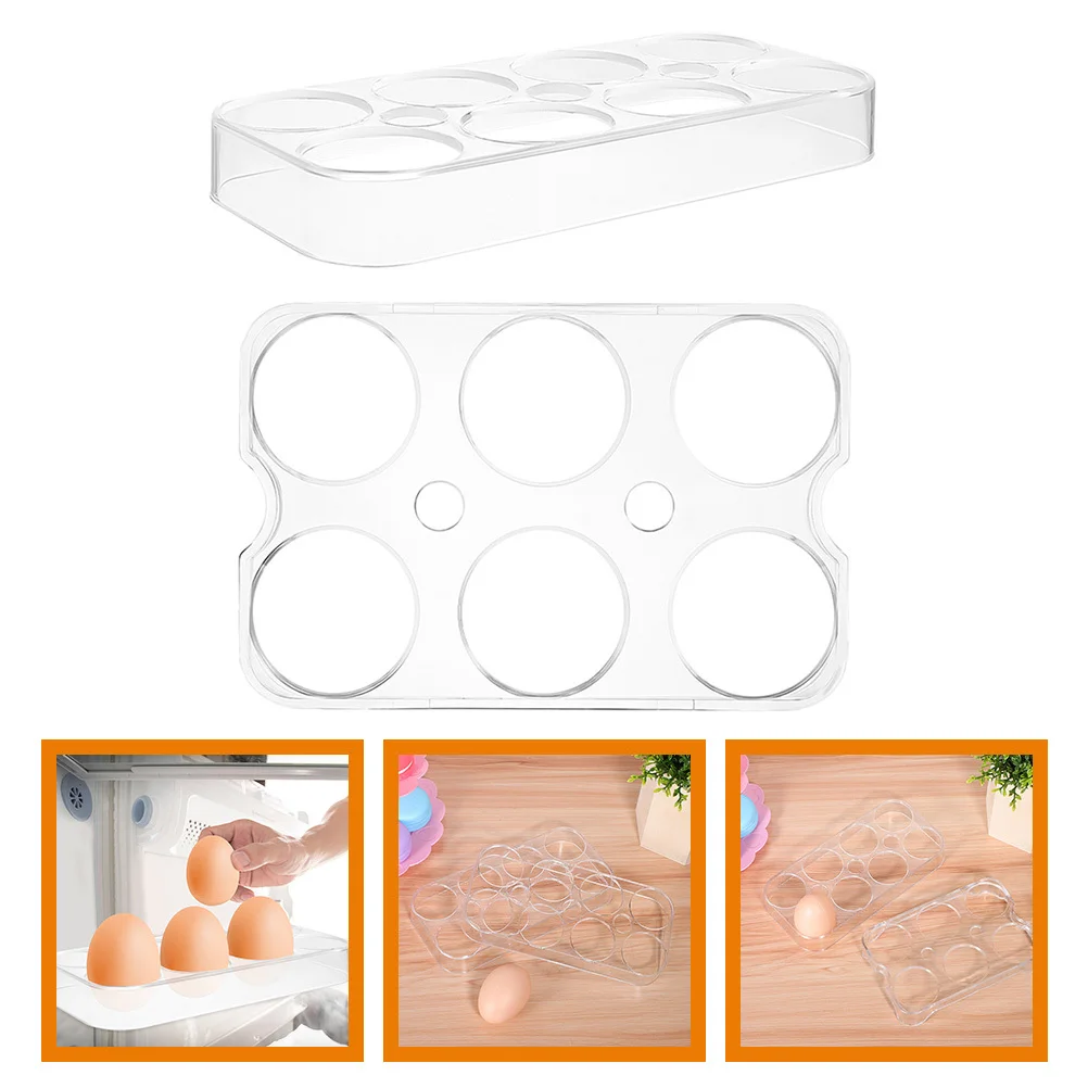 

2pcs Egg Holder Refrigerator 8 Slots 6 Slots Plastic Egg Storage Rack For Kitchen Fridge Freezer Camping Picnic Use