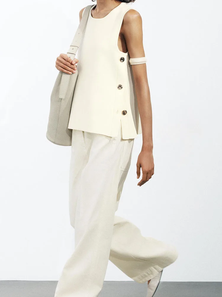 ربيع جديد وصول المرأة Faion محبوك سترة Svel جولة Ne زر مزين الشارع Sle قطعة واحدة اللون #3