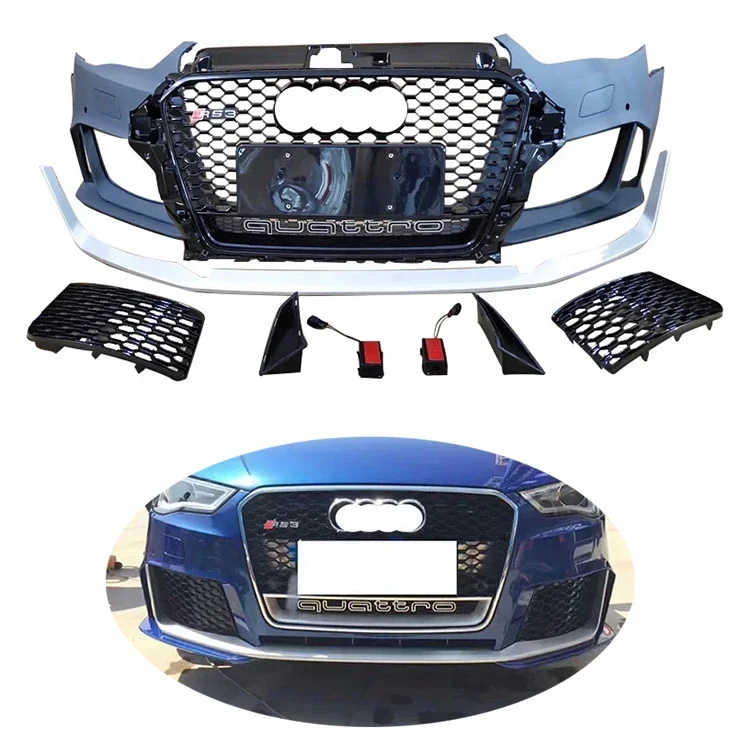 Best-selling Auto Parts A3 8V Upgrade Refit To RS3 Car Front Bumper With Honeycomb Grille For Audi 2014-2016