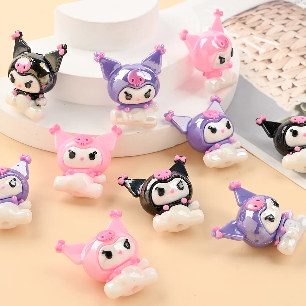 

10Pcs 3D Sanrio Themed Resin Beads Kuromi Shape Focus Bead For DIY Baby Pacifier Chains Necklaces Bracelets Keychain Jewelry