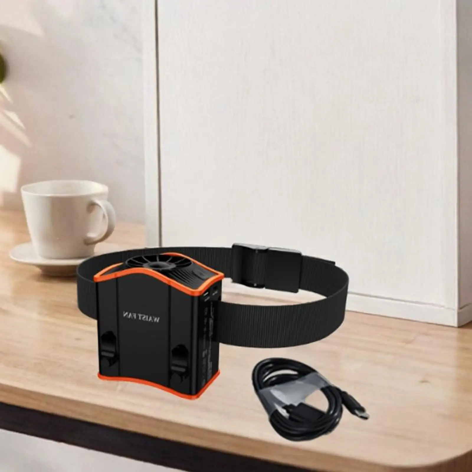 Waist Belt Fan with Flashlight USB Strong Wind Portable Outdoor Cooling Fan for Running Climbing Travel Construction Site Sports