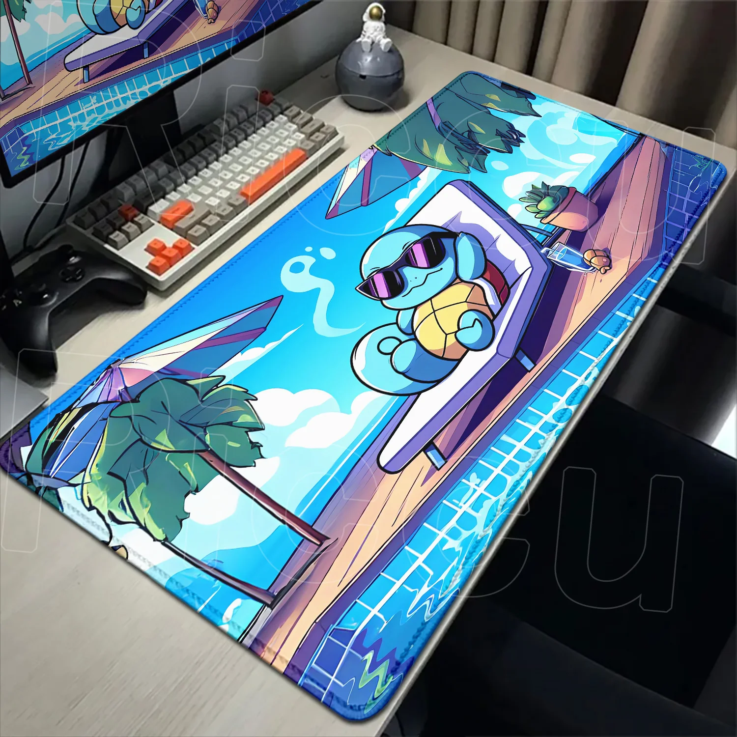 

New Cute Wallpaper Blue Squirtle Mouse Pad PC Keyboard Rug XXL Gamer Cabinet Mousepad Laptop Kawaii Game Extended Anime Desk Mat