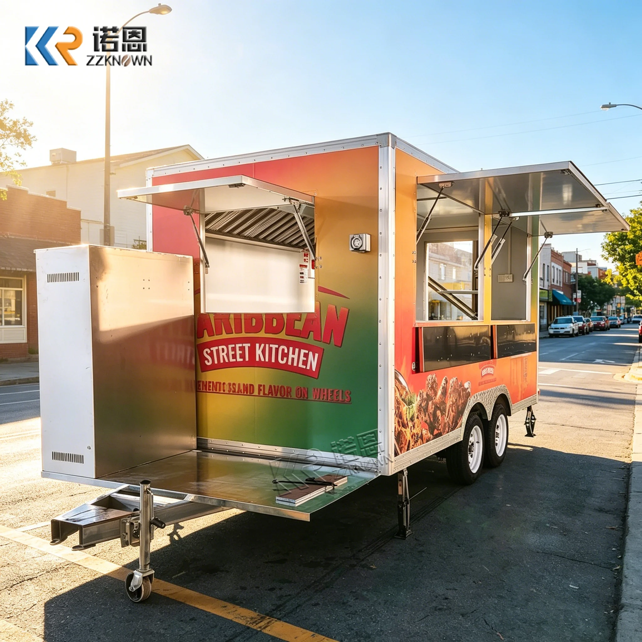 Concession Trailer Stainless Steel Burger Taco Food Truck Professional Catering Trailer Mobile Kitchen Food Trailer with Kitchen