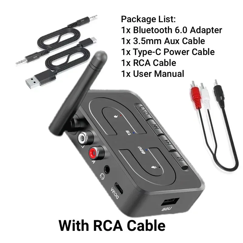 Wireless Audio Adapter Bluetooth 6.0 Empfänger RCA 3,5 mm AUX Jack Stereo Musik Wireless Adapter Unterstützung U-Disk Wiedergabe Car Kit – Detail 8