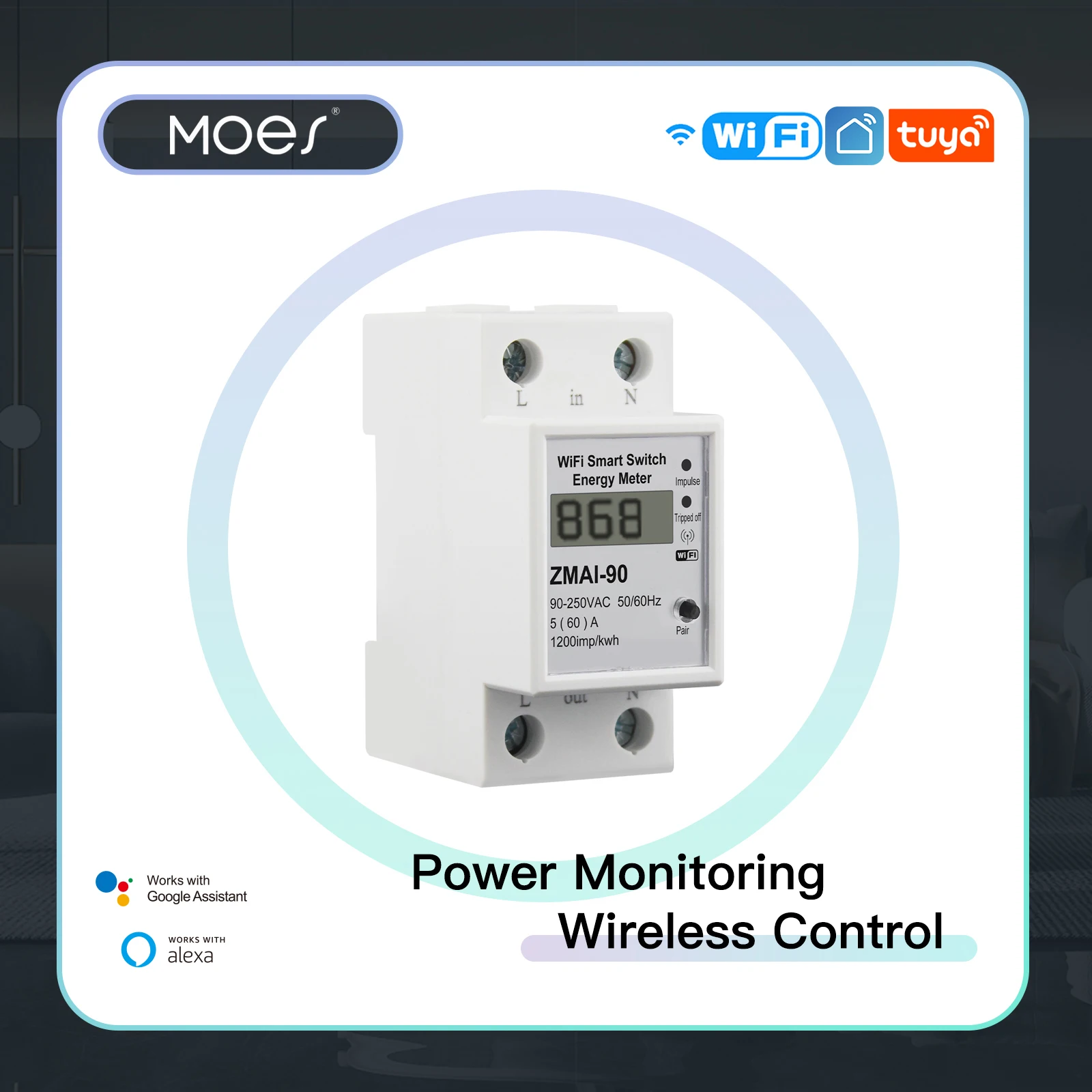 WiFi Smart Power Meter Switch Power Consumption Energy Monitoring Meter 110V 220V Din Rail Smart Life/Tuya App Remote Control