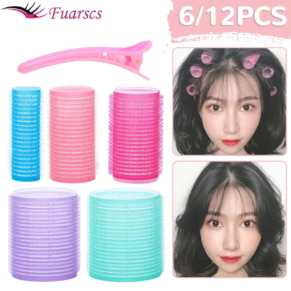 6/12pcs Self-Grip Hair Rollers Heatless Hair Roller Jumbo Sticky Hair Roller Set Salon Hair Dressing Curlers Hair Styling Tools