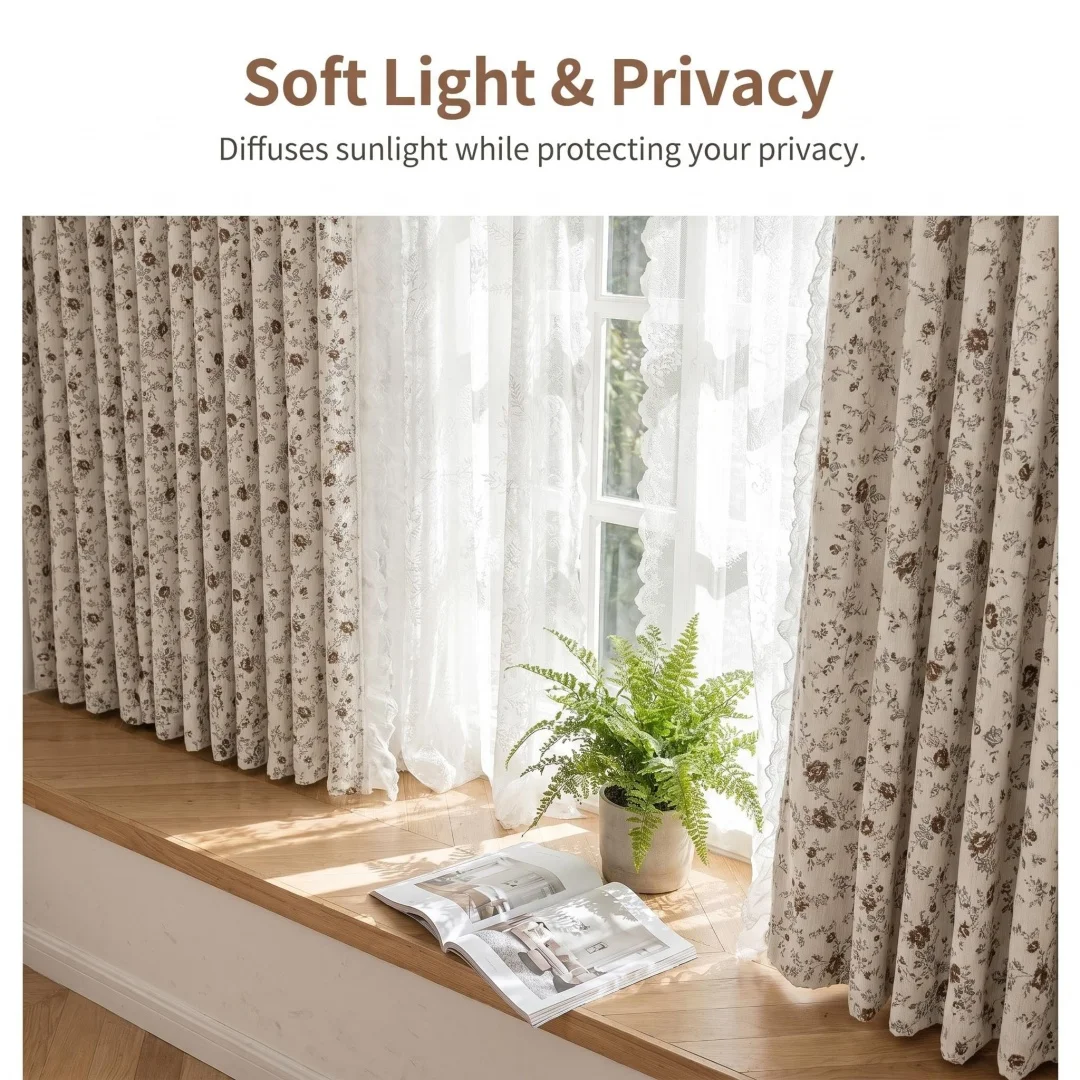 retro full shading double-sided chenille curtains living room bedroom American country sunscreen curtain cloth